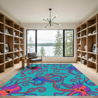 Whimsical Octopus Ocean Teal Rug