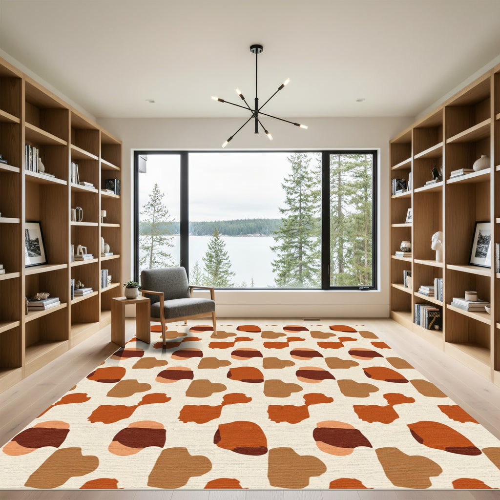 Earthy Brown Terracotta Organic Abstract Rug