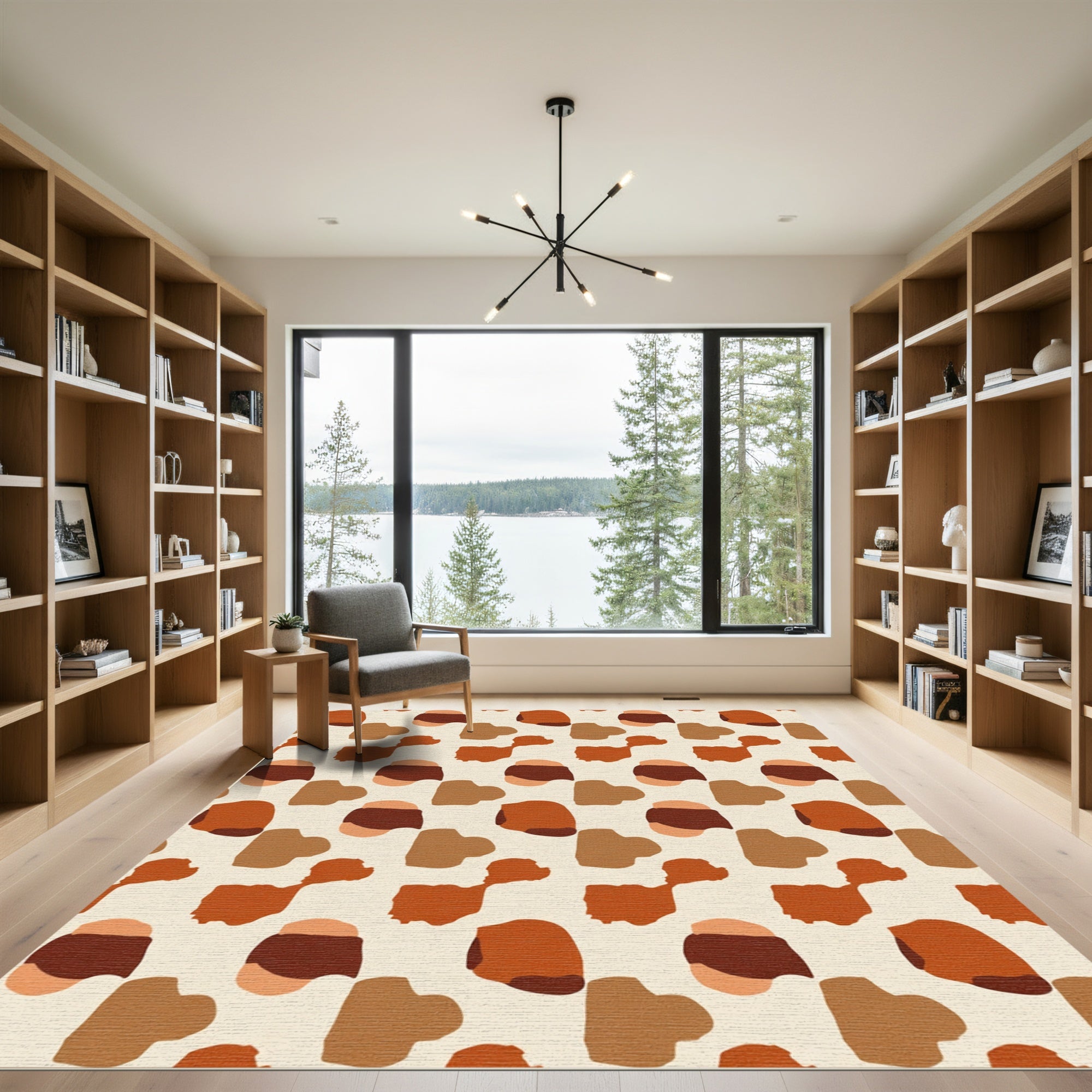 Earthy Brown Terracotta Organic Abstract Rug