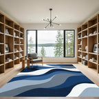 Deep Blue Wave Landscape Rug