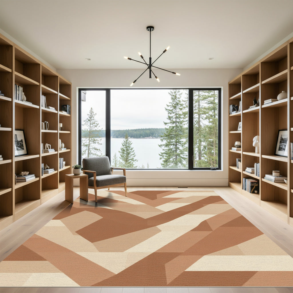 Tawny Terracotta Geometric Block Rug