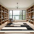 Modern Earthy Tone Geometric Rectangles Rug