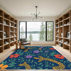 Whimsical Tigers Amongst Colorful Blooms Rug