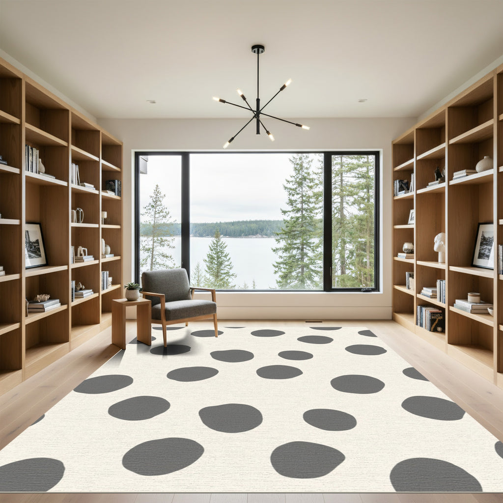 Cream Gray Organic Dot Composition Rug