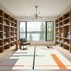 Geometric Lines Orange Gray Blue Rug
