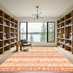 Coral And Cream Floral Stripe Collage Rug