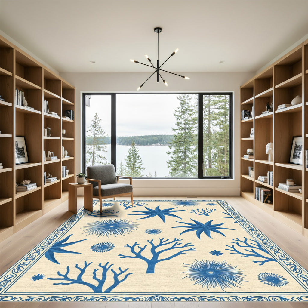 Blue Coral Starfish Aquatic Botanical Rug