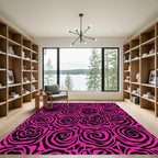 Hot Pink Swirl Rose Arrangement Rug