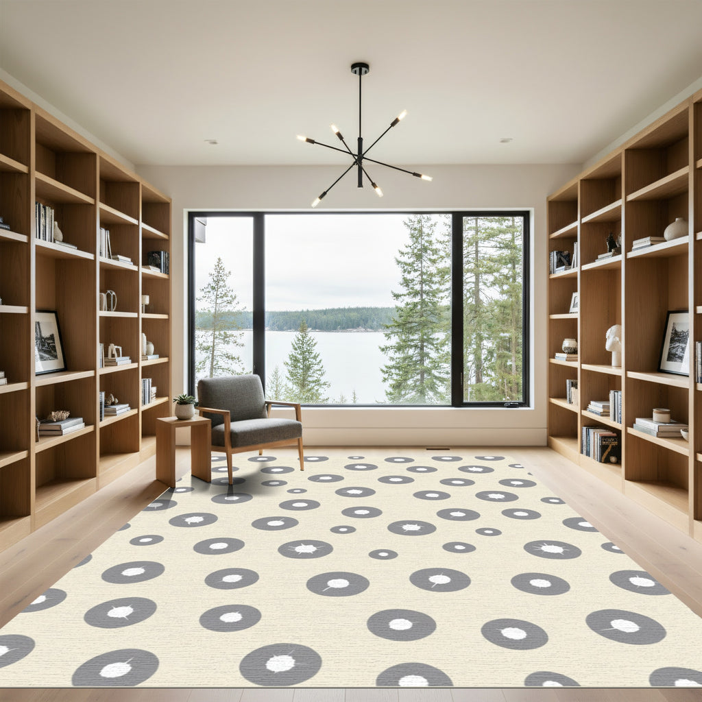 Gray Abstract Circle Scatter Rug
