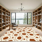 Cream Brown Organic Circles Scattered Rug
