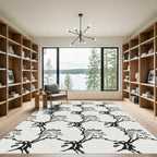 Monochromatic Abstract Floral Branch Rug