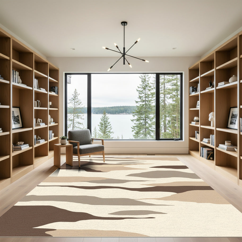 Abstract Earthy Tone Landscape Dunes Rug