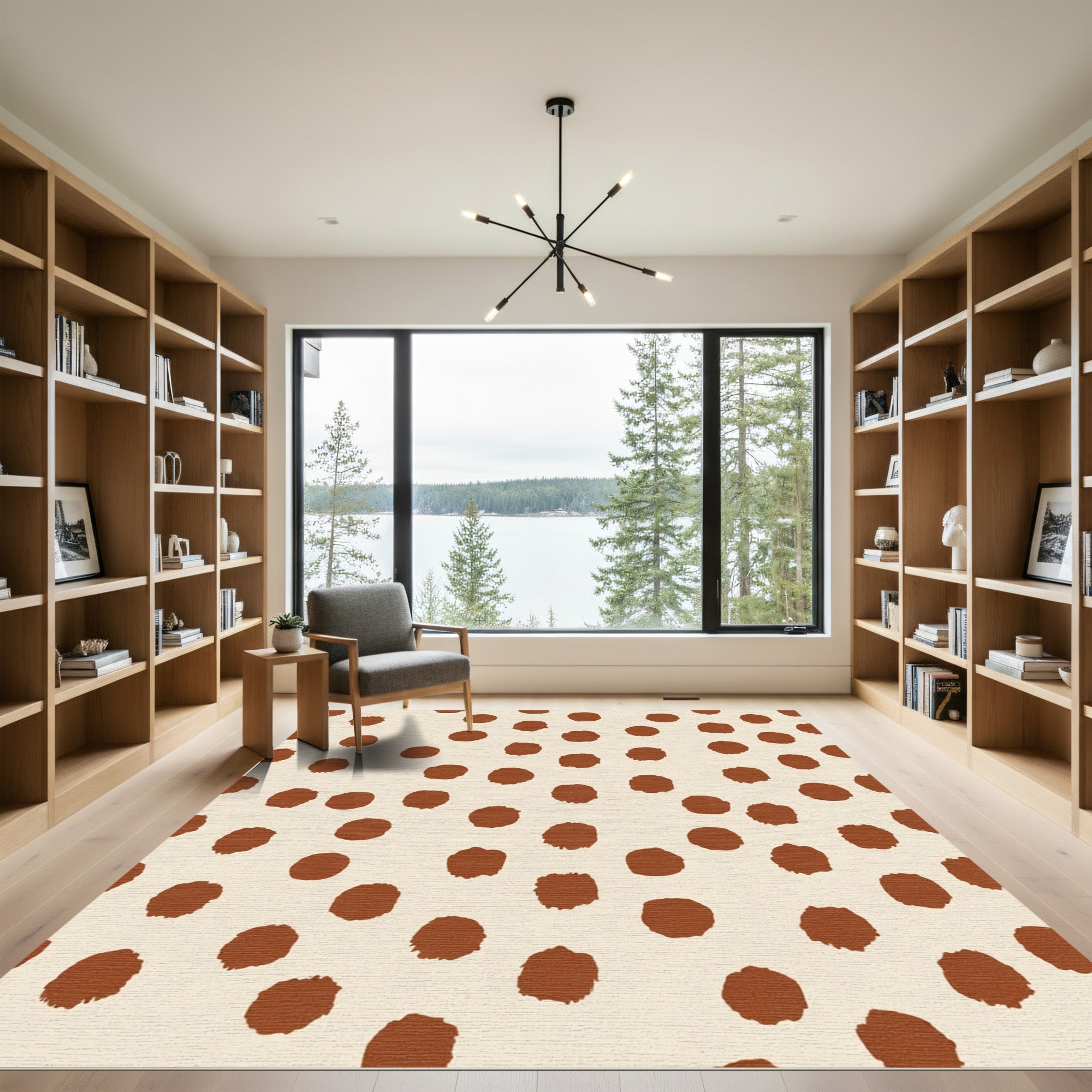 Reddish Brown Polka Dot Spots Rug