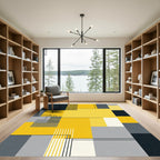 Modern Yellow Geometric Abstract Blocks Rug