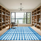 Classic Blue White Gingham Check Rug