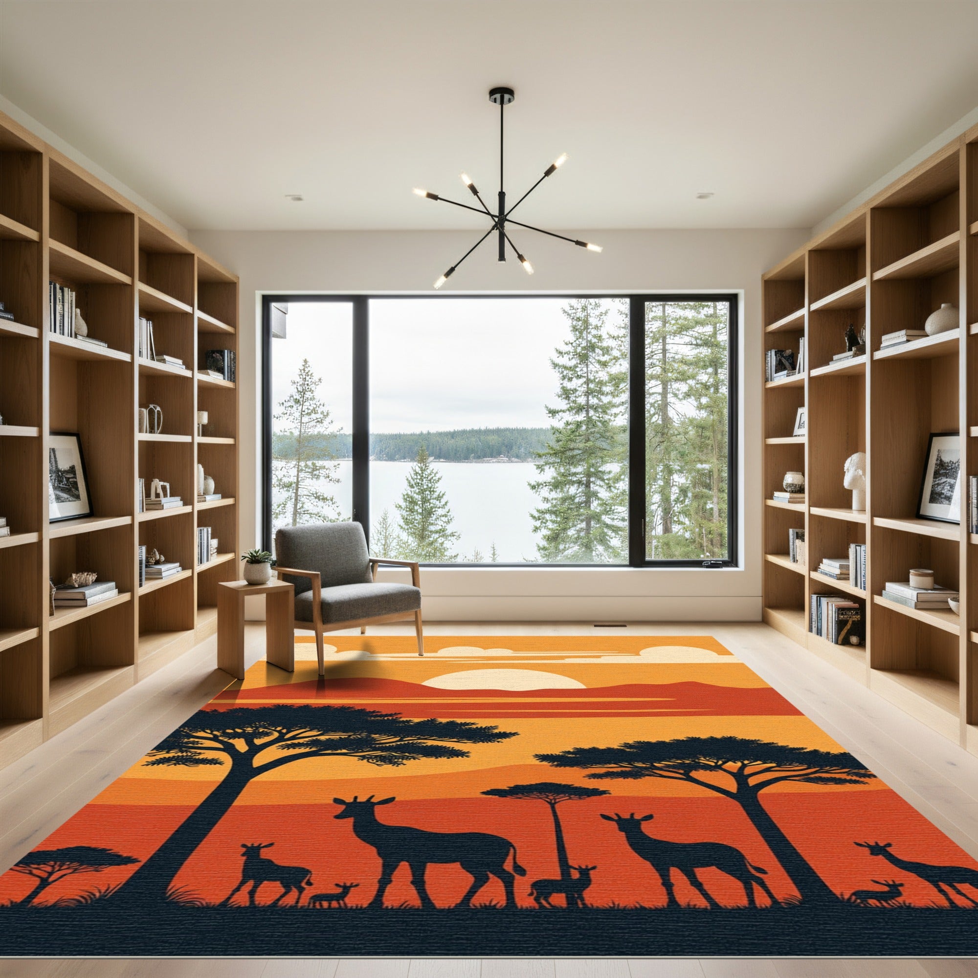 Savanna Sunset Antelope Silhouette Rug
