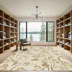 Tan Floral Vine Abstract Rug
