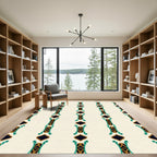 Emerald Gold Teal Diamond Column Rug