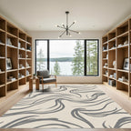 Gray Abstract Swirl Flow Rug