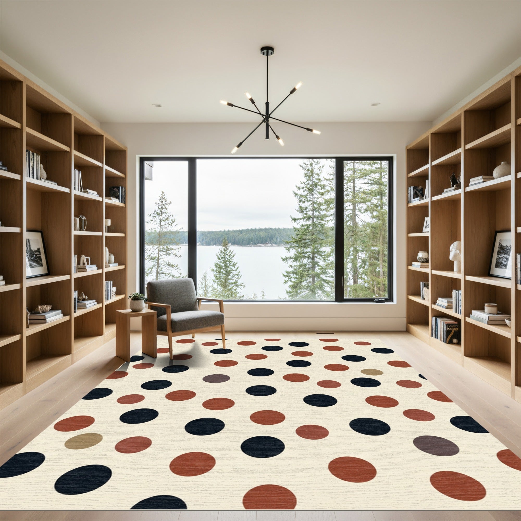 Terracotta Black Polka Dot Scatter Rug