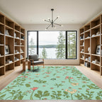 Whimsical Botanical Garden Leaf Rug