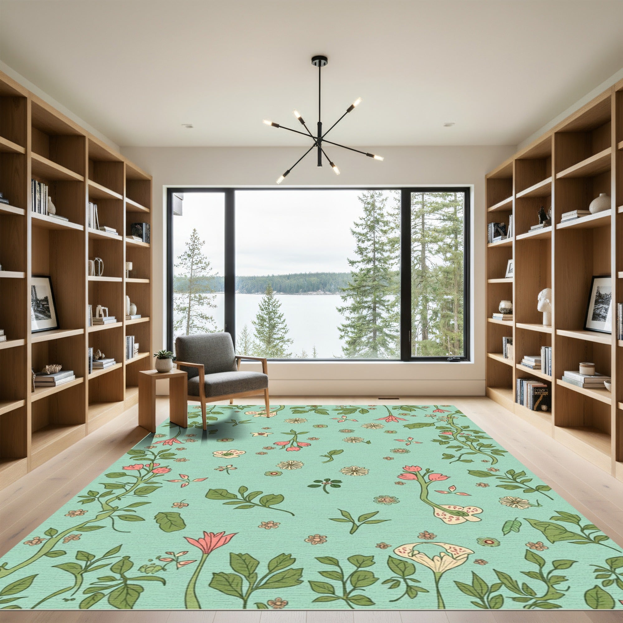 Whimsical Botanical Garden Leaf Rug