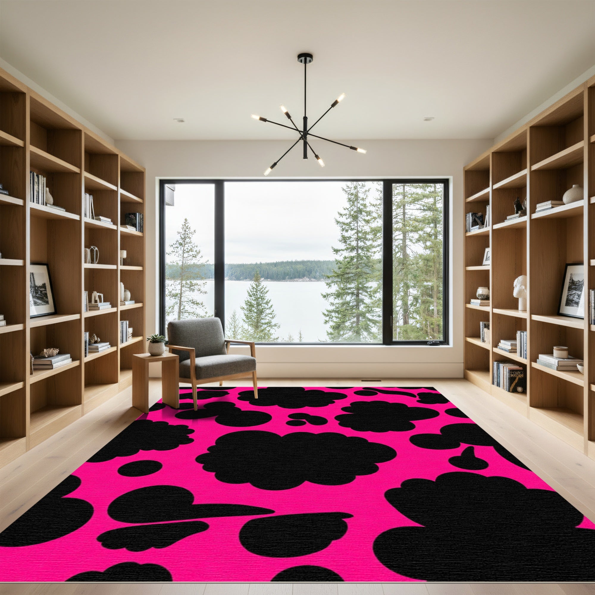 Hot Pink Black Blob Patch Rug