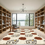 Whimsical Cat Face Brown Splatter Rug
