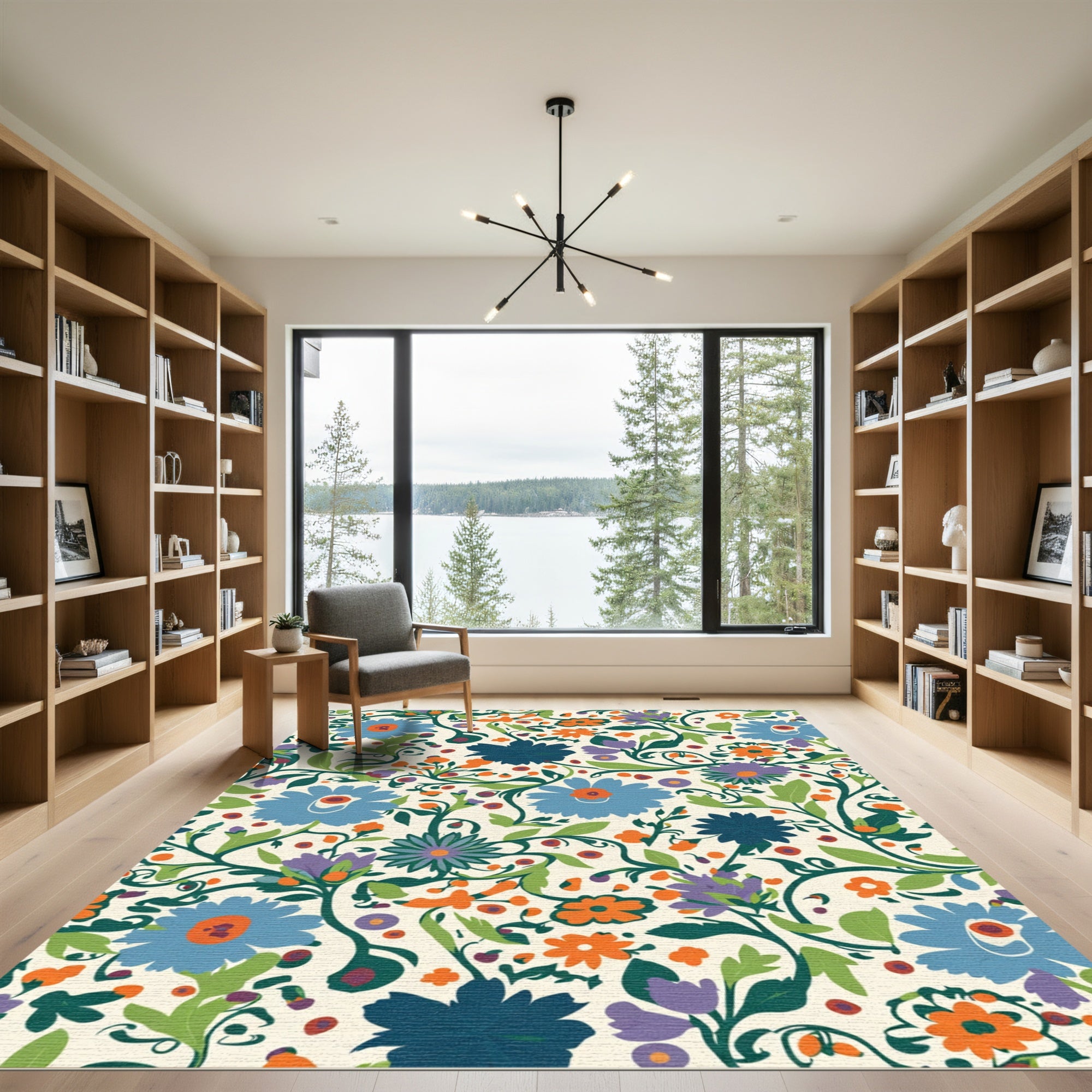 Whimsical Floral Vine Garden Rug