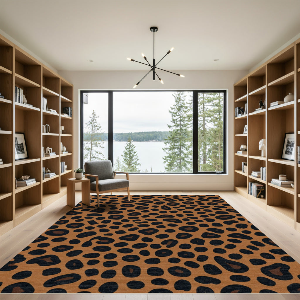 Brown Black Spotty Animal Print Rug