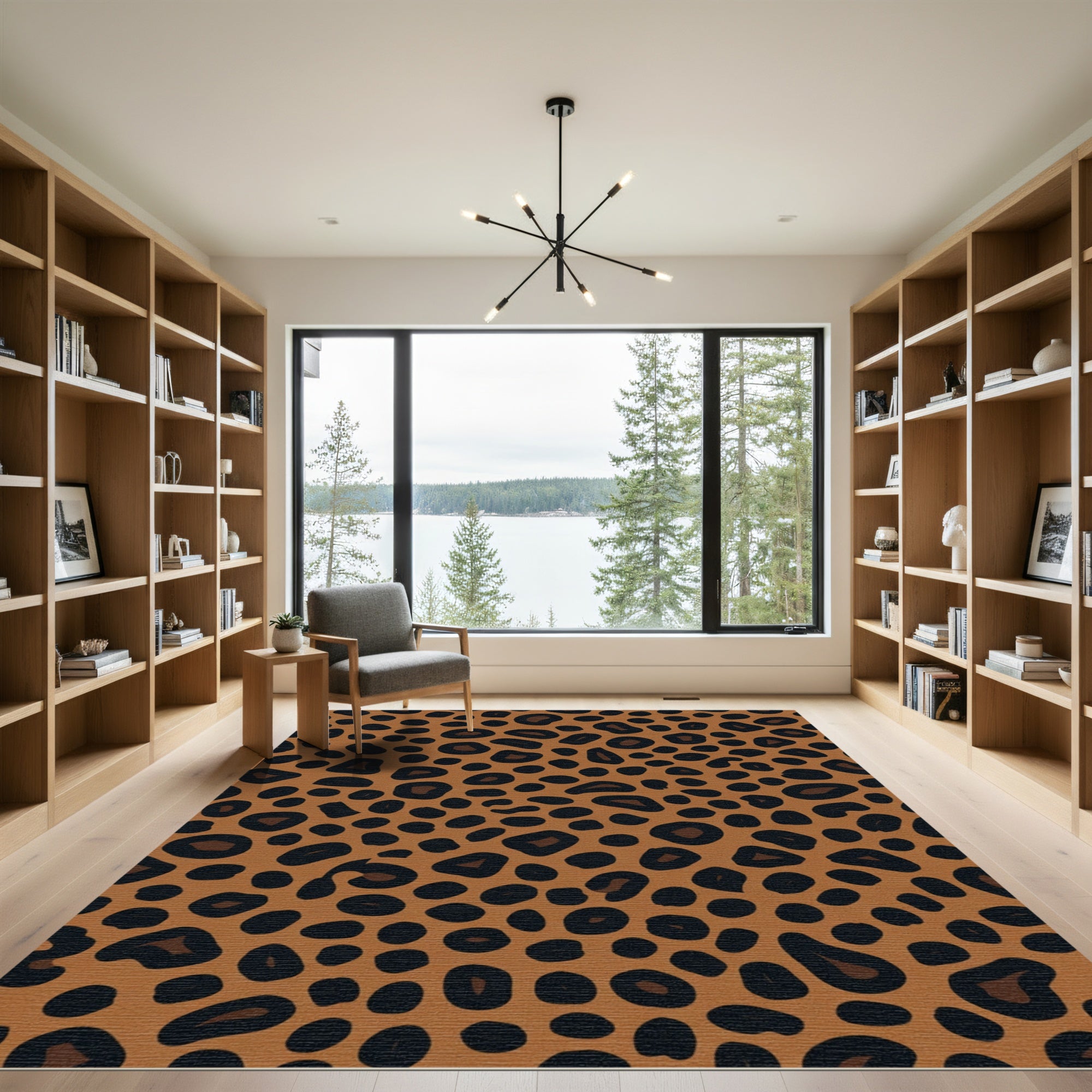 Brown Black Spotty Animal Print Rug