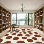 Cream Brown Polka Dot Composition Rug