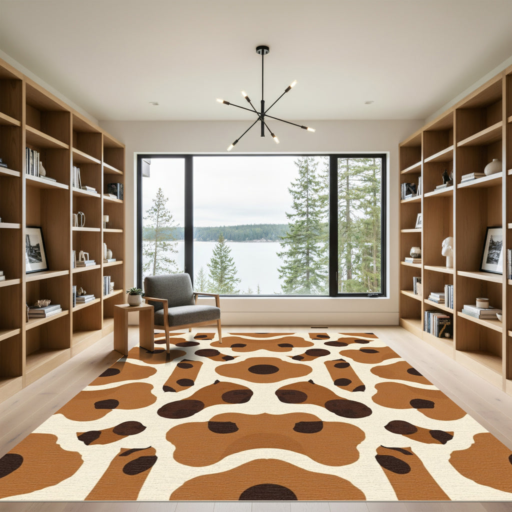 Abstract Brown Spot Organic Composition Rug