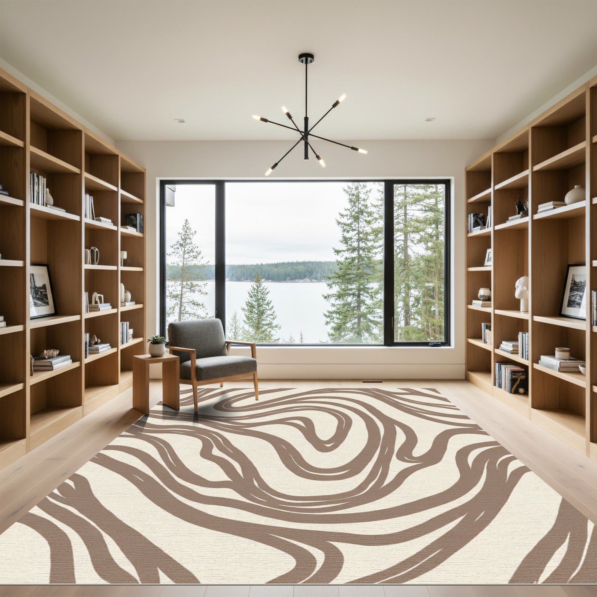 Earthy Tone Swirl Abstract Rug