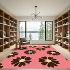 Pink Dark Floral Daisy Garland Rug