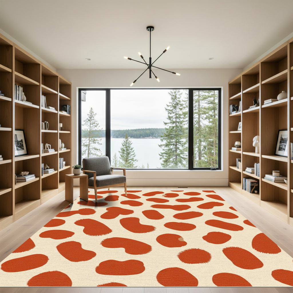 Terracotta Spots Abstract Organic Rug