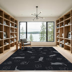 Gray Silhouette Cat Floral Collection Rug