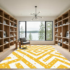 Yellow Geometric Maze Dot Rug