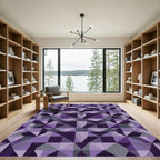 Purple Geometric Interlocking Triangles Rug