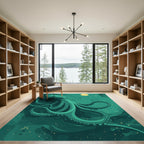 Mysterious Teal Octopus Stars Rug