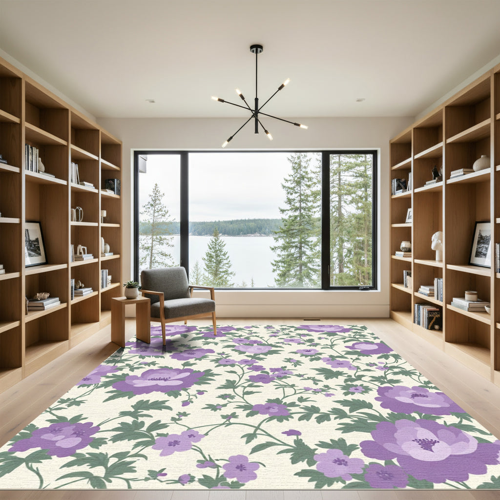 Purple Floral Vine Garden Accents Rug