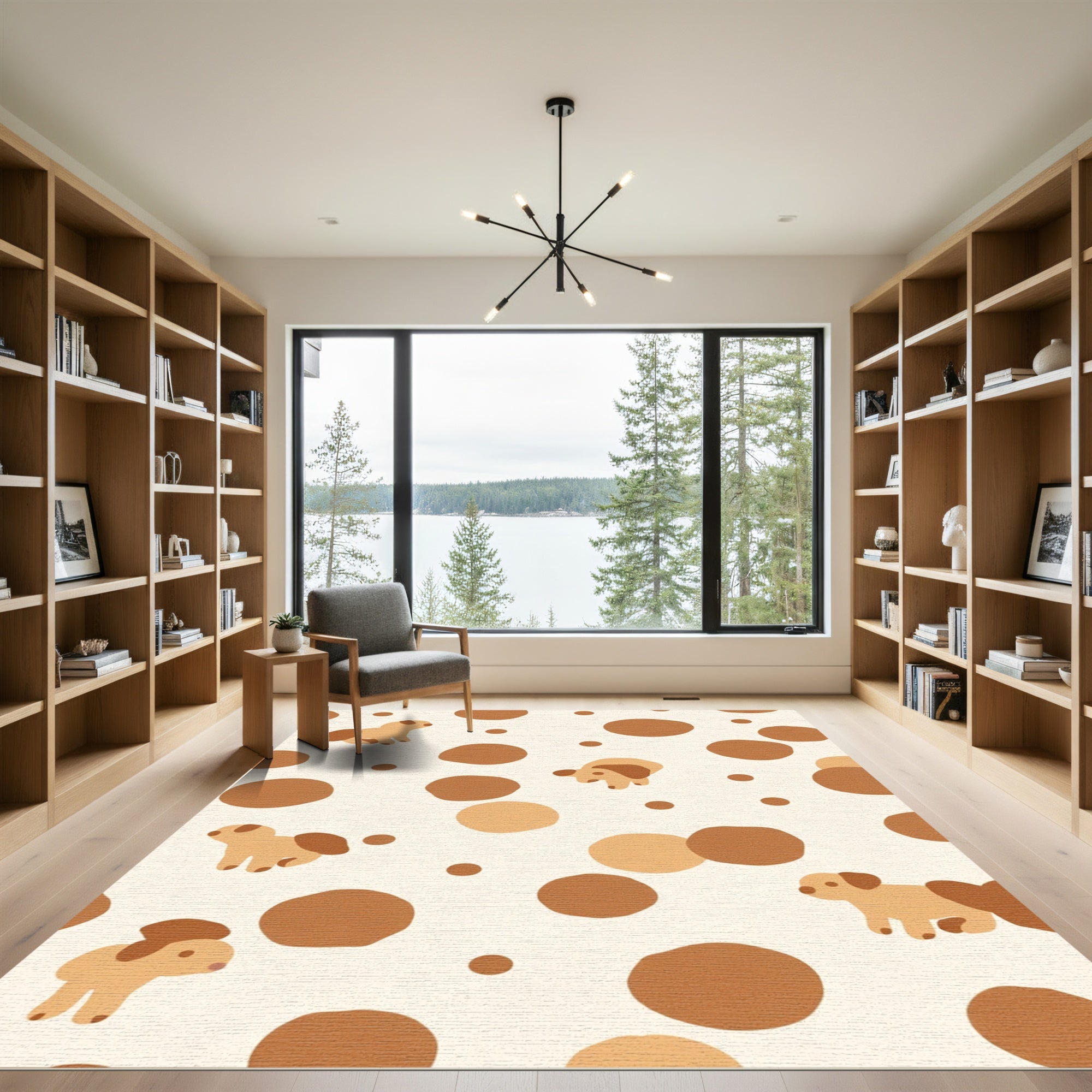 Playful Puppies Brown Dot Whimsy Rug