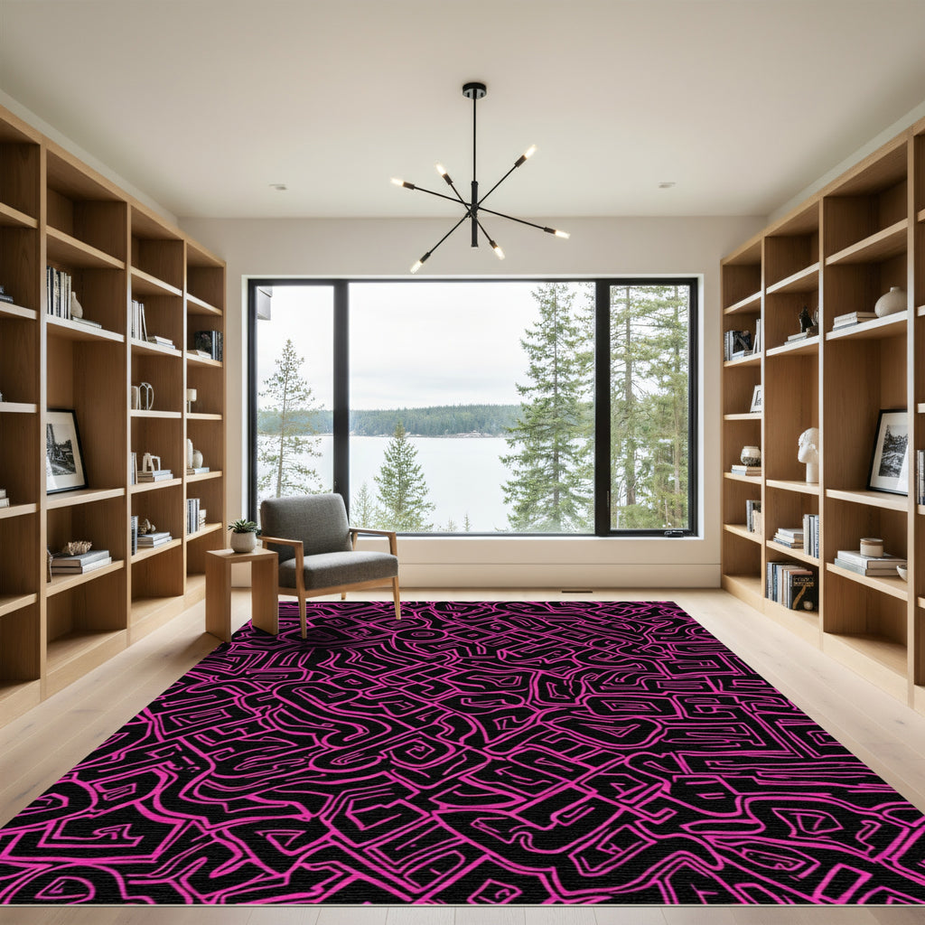 Bold Pink Labyrinth Abstract Rug
