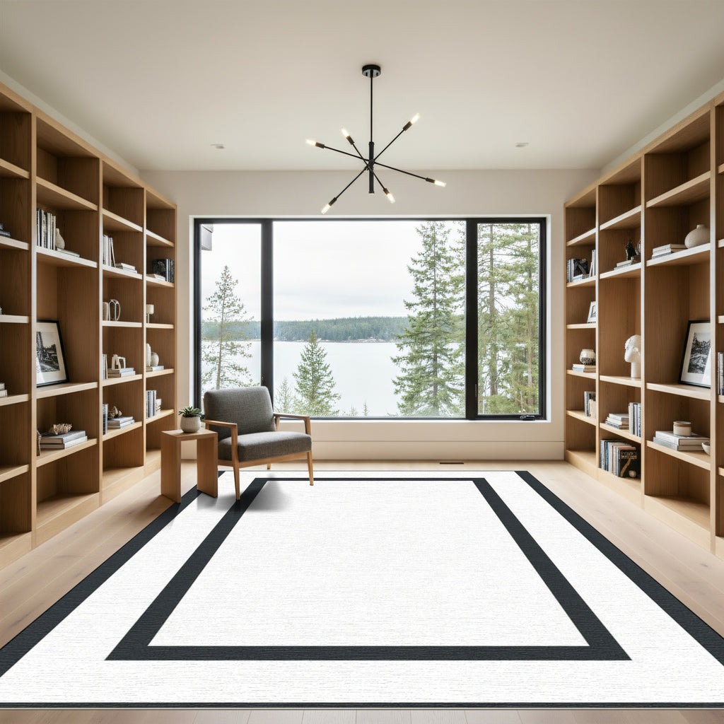 Modern Charcoal Frame Rectangle Rug