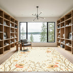 Earthy Blossom Branch Dot Border Rug