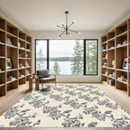 Abstract Gray Blue Flowing Shapes Rug
