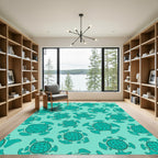 Aqua Textured Turtle Shell Arrangement Rug