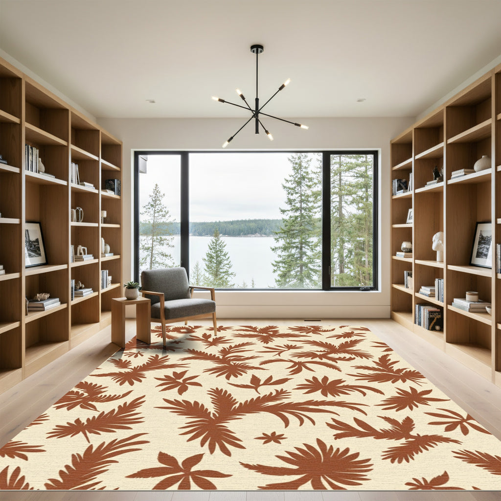 Brown Fern Frond Tropical Scatter Rug