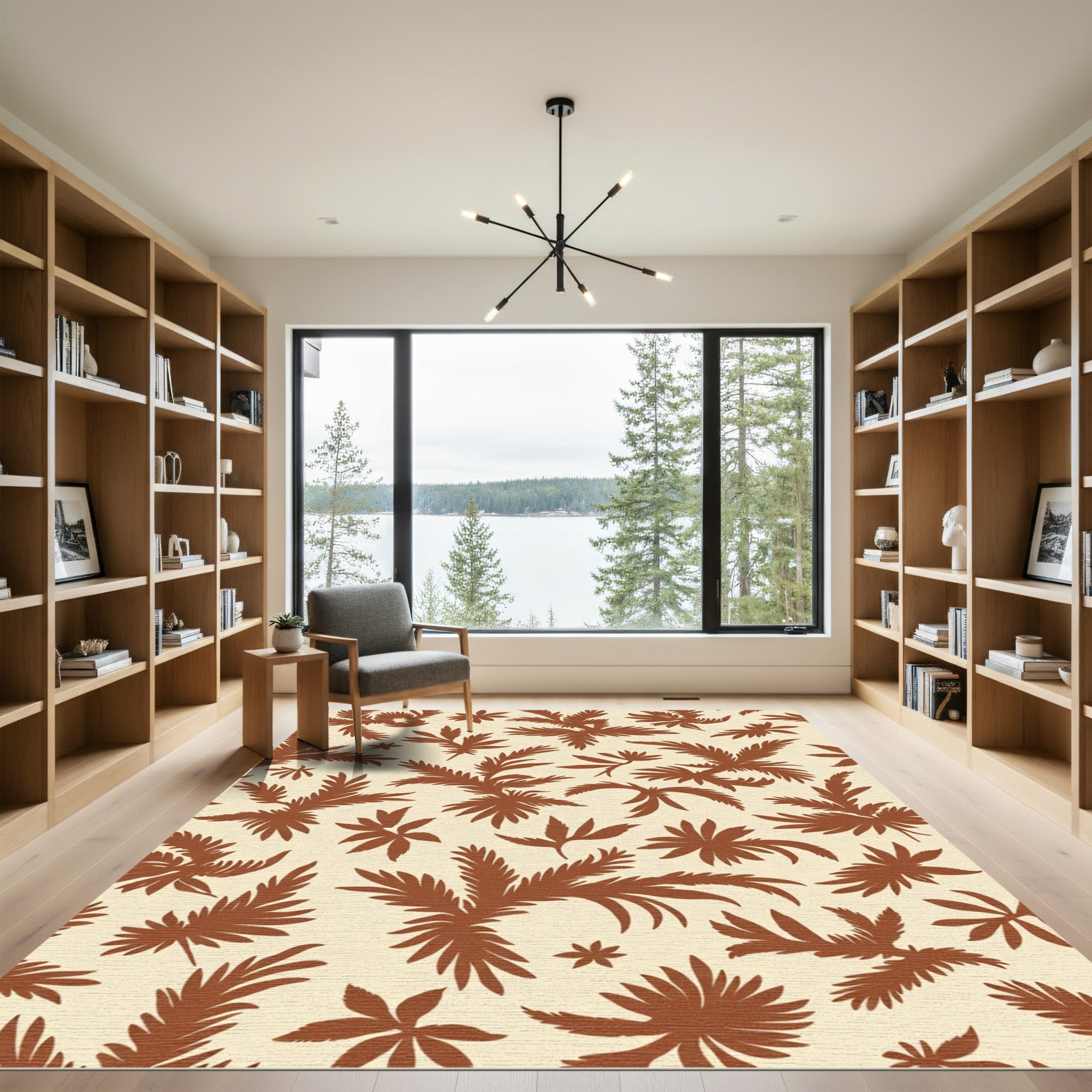 Brown Fern Frond Tropical Scatter Rug