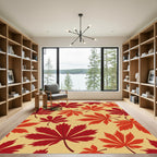 Crimson Amber Leafy Scatter Rug